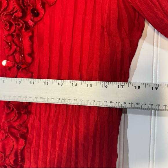 Y2K Red Ruffle Sheer Blouse by Fashion Bug M Romantic Goth Coquette Grunge - Picture 5 of 9